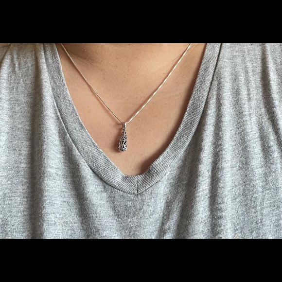 Sterling Silver Filigree Drop Pendant-Unique - Picture 7 of 7